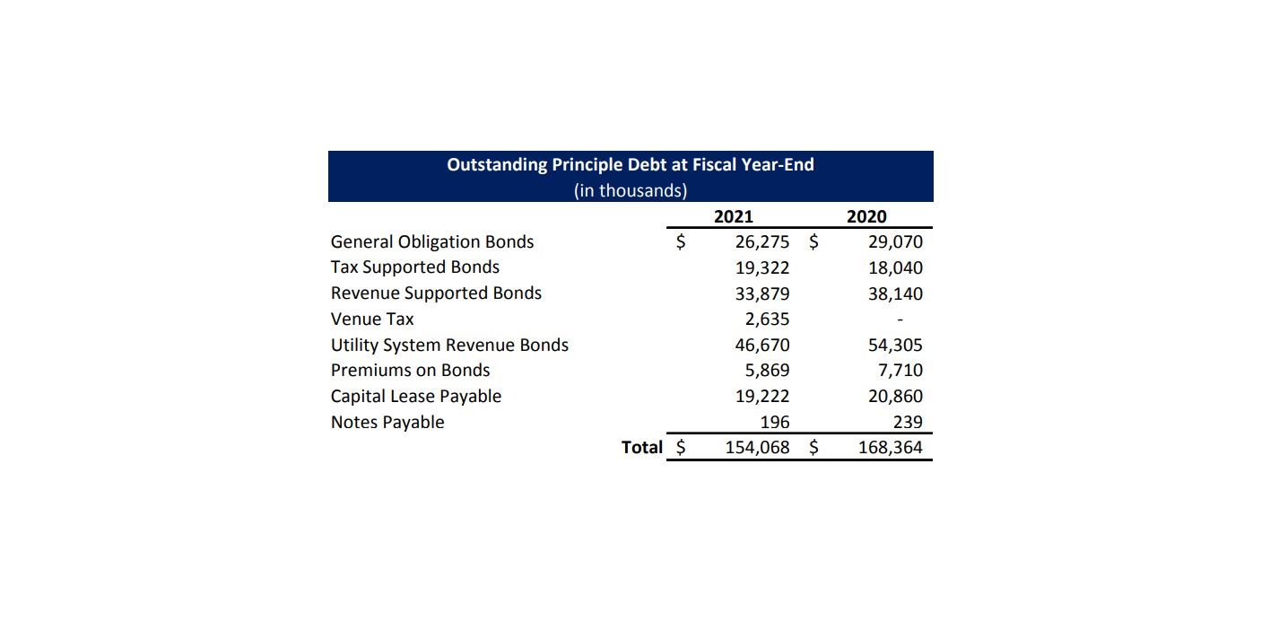 Outstanding Principle Debt at Fiscal Year-End