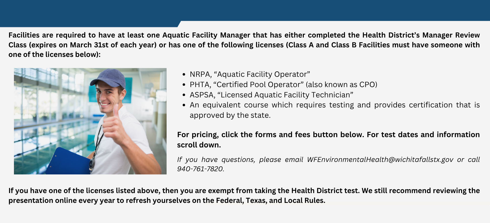 Aquatic Facility Manager Review Class 2